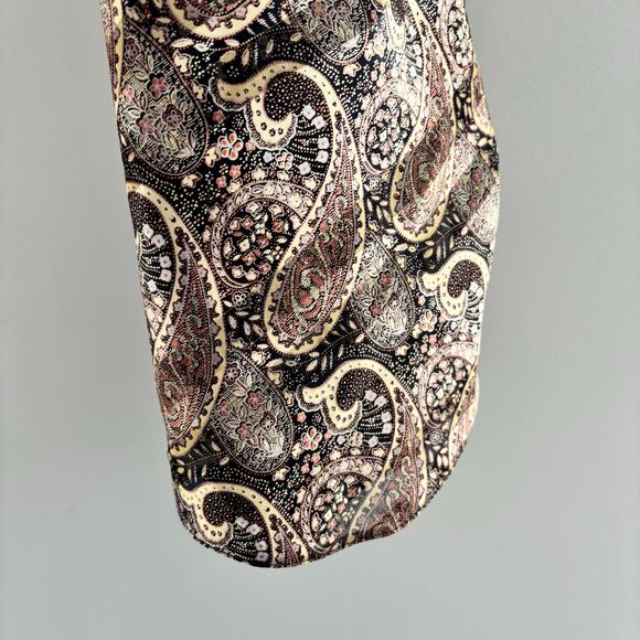 90s Vintage Paisley Shimmer Top Semi Sheer Satin Like Top Women's Size 36 - Picture 2 of 10